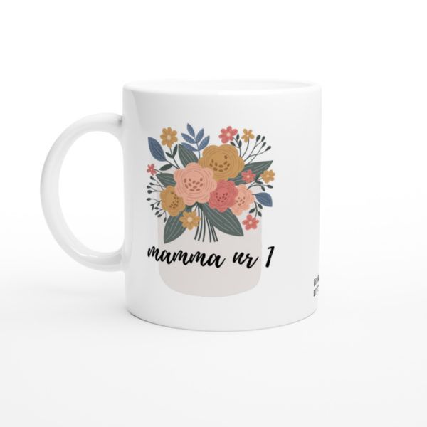 mugg mamma nr1 blommor vänster